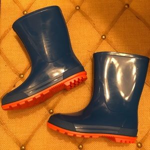 Toddler Boys Blue and Orange Rain Boots size 9/10